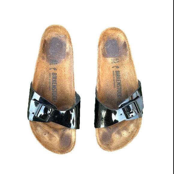 Birkenstock Madrid Black Patent Leather Sandals Birk Size‎ 41 L10 M8 - Picture 1 of 16